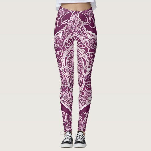 Leggings Mandala violet art IA (Devant)