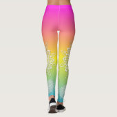 Leggings Mandalas En Dentelle Blanche Sur Rainbow Ombre (Dos)