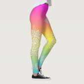 Leggings Mandalas En Dentelle Blanche Sur Rainbow Ombre (Droite)