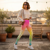 Leggings Mandalas En Dentelle Blanche Sur Rainbow Ombre