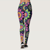 Leggings Mandalas Floraux Néon en Motif Sans Couture (Dos)