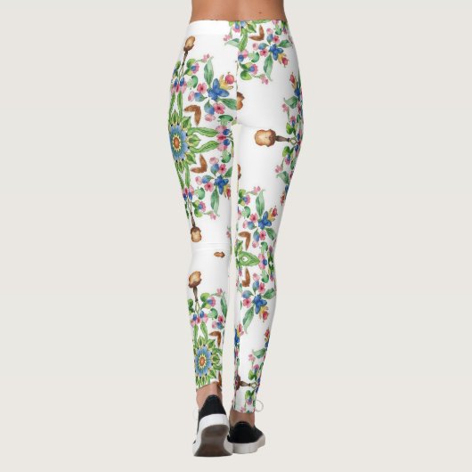 Leggings Mandalas Formed From Floral Seamless Pattern (Dos)