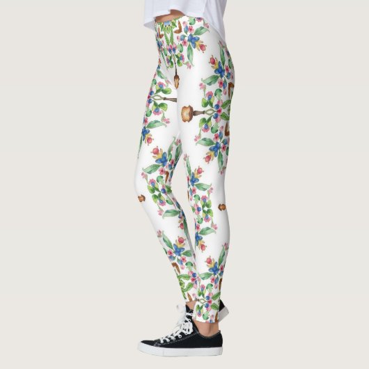 Leggings Mandalas Formed From Floral Seamless Pattern (Gauche)
