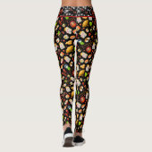 Leggings Maneki Neko Chat et Sushi japonais noir (Dos)