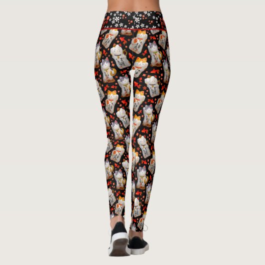 Leggings Maneki Neko Chat Japonais Noir (Dos)