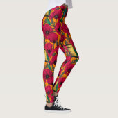Leggings Mangeurs d'abeilles et pavots sur orange (Droite)