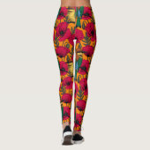 Leggings Mangeurs d'abeilles et pavots sur orange (Dos)