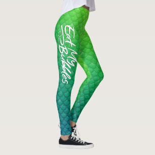 Leggings "Mangez mes bulles" Echelles Turquoises/vertes Vie