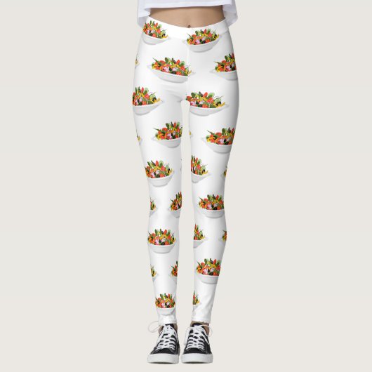 Leggings Mangez plus de plantes frais motivation salade let (Devant)