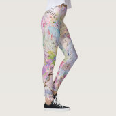 Leggings Manuscrit rose floral de papillon d'oiseaux de (Droite)