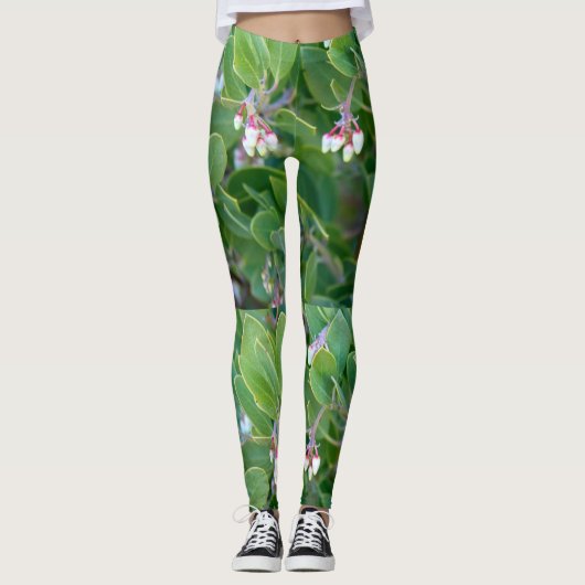 Leggings manzanita blanche fleurit vert (Devant)