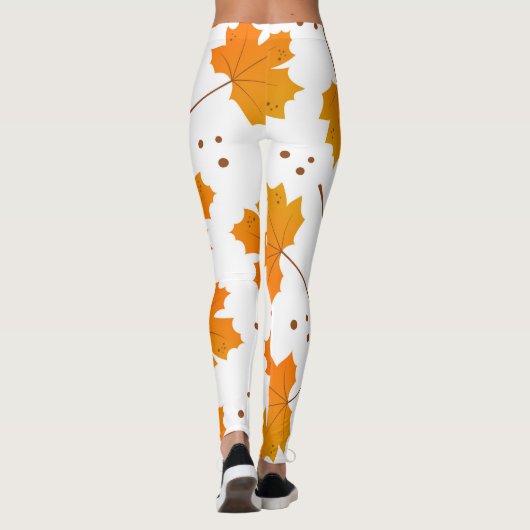 Leggings Maple Mirth : Feuilles d'automne de dessin (Dos)