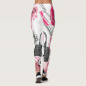 Leggings Maquillage à main, motif graphique vintage. (Dos)