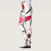 Leggings Maquillage à main, motif graphique vintage. (Gauche)