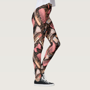 Leggings Maquillage Rose Cosmétiques Motif Paillettes