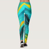 Leggings "Marbella" Blue Yellow Swirls Waves (Dos)