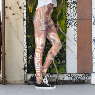 Leggings "Marble tartan mignon nom de script boho terracott