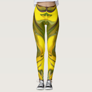 Leggings Marble Waves Yellow Digital Paper-55448