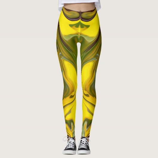 Leggings Marble Waves Yellow Digital Paper-55448 (Devant)