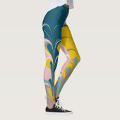 Leggings Marbre Abstrait moderne Ebru Motif Turquoise et ro (Droite)