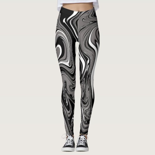 Leggings Marbre Abstrait noir (Devant)