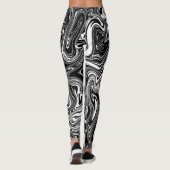 Leggings Marbre Abstrait noir et blanc liquide (Dos)