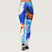 Leggings Marbre Abstrait Rouge Orange Bleu Violet Motif (Dos)