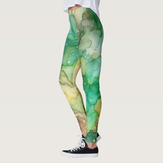 LEGGINGS MARBRE ABSTRAIT VERT (Gauche)