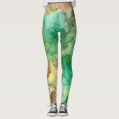 LEGGINGS MARBRE ABSTRAIT VERT (Devant)