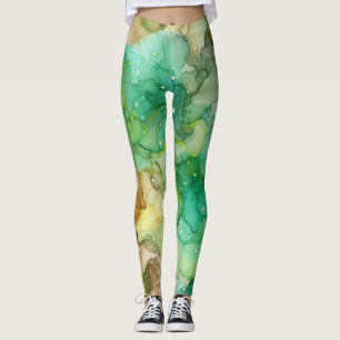 LEGGINGS MARBRE ABSTRAIT VERT