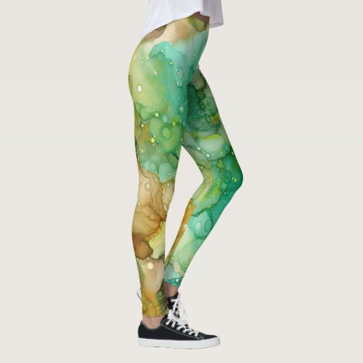 LEGGINGS MARBRE ABSTRAIT VERT (Droite)