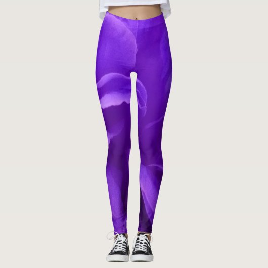 Leggings Marbre Abstrait violet motif floral (Devant)