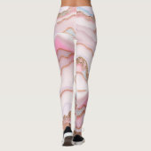 Leggings Marbre Agate Moderne Bleu Rose Collection Or (Dos)