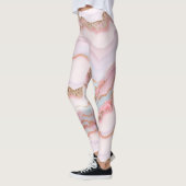 Leggings Marbre Agate Moderne Bleu Rose Collection Or (Gauche)