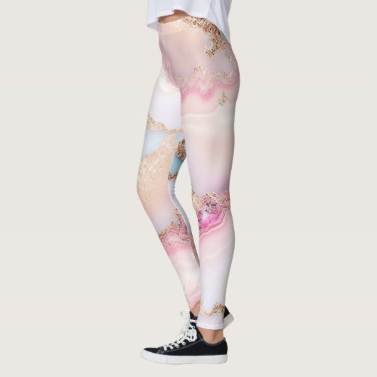 Leggings Marbre Agate Populaire Blue Rose Gold Collection (Gauche)