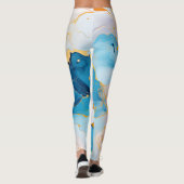 Leggings Marbre Azur avec Éclaboussures Dorées (Dos)