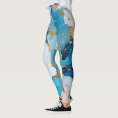 Leggings Marbre Azur avec Éclaboussures Dorées (Gauche)