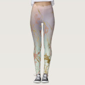 Leggings Marbre beige élégant | Mint Sage Green Rose Gold (Devant)