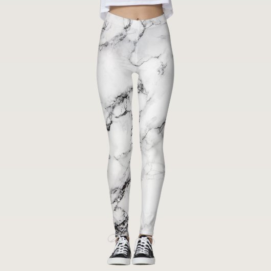 Leggings Marbre blanc Abstrait (Devant)
