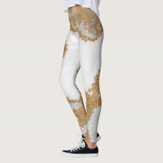 Leggings Marbre blanc et or (Gauche)