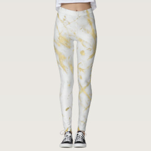 Leggings Marbre blanc et or Glamour Moderne Chic Designer