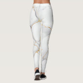 Leggings Marbré blanc et or moderne (Dos)