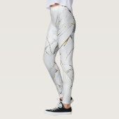 Leggings Marbré blanc et or simple (Gauche)