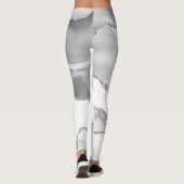 Leggings Marbre Blanc Gris Agate Simple Paillettes Argentée (Dos)