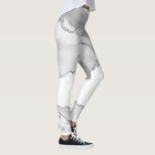 Leggings Marbre Blanc Gris Agate Simple Paillettes Argentée (Droite)