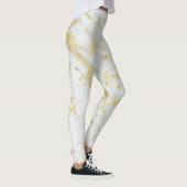 Leggings Marbre Blanc & Or Glam Moderne Chic Designer (Droite)