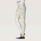 Leggings Marbre Blanc & Or Glam Moderne Chic Designer (Gauche)