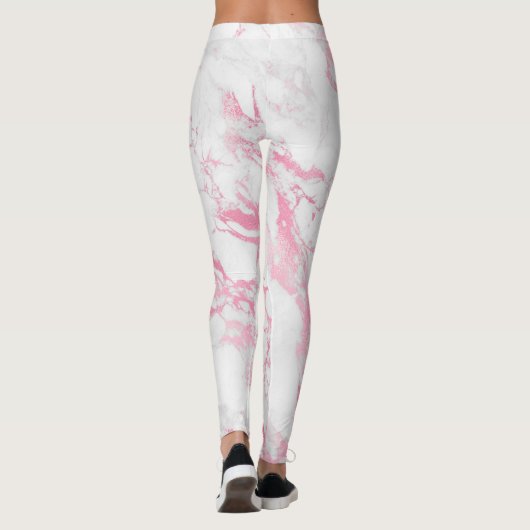 Leggings Marbre blanc rose (Dos)