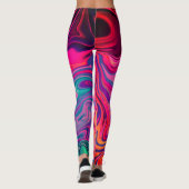 Leggings Marbre blanc rose néon Abstrait (Dos)