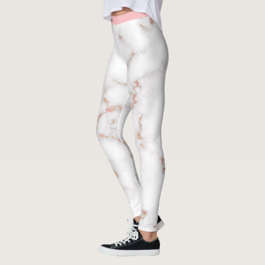 Leggings Marbre blanc rose Parties scintillant Blush de lux (Gauche)